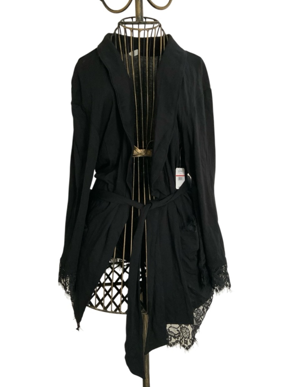 Free People Intimately Black Lace-Trim Robes with Self Tie